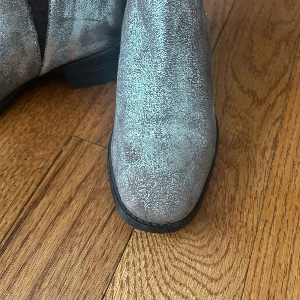 Seychelles On Stage Ankle Boots 6.5 Pewter Distressed Suede Leather Western